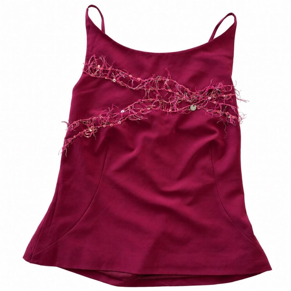 Vintage Ted Baker London Fuchsia Beaded Sequin Cami Top
